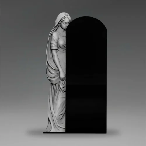 Artystyczna tablica nagrobna granitowa z figurą kobiety A30
