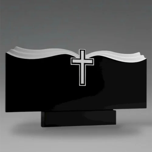 Artystyczna tablica nagrobna granitowa z minimalistycznym krzyżem A59