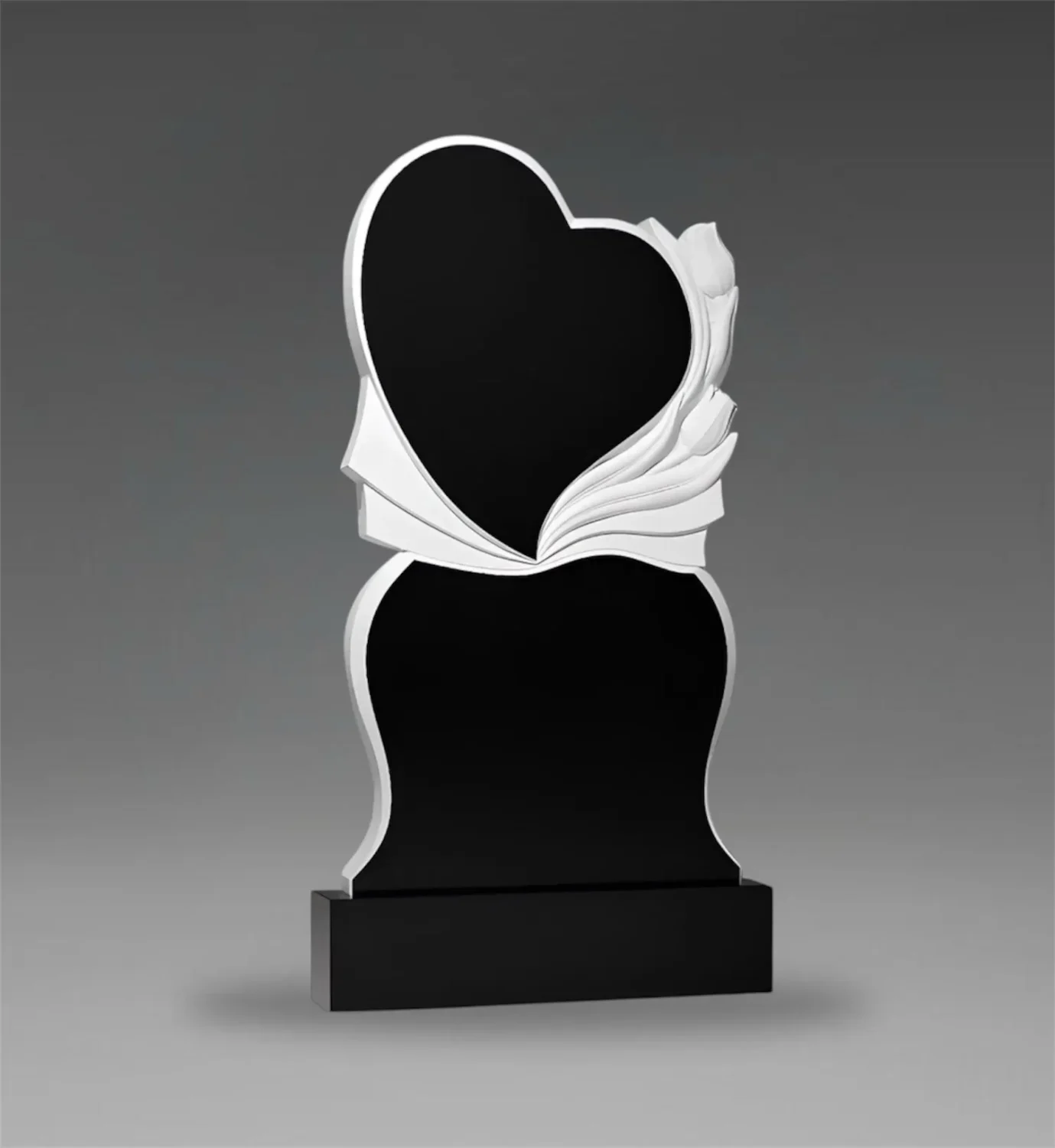 Elegancka tablica nagrobna granitowa z rzeźbionym sercem i kwiatami A43 zdjęcie 15