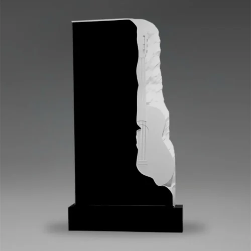 Tablica nagrobna granitowa z artystycznie wyrzeźbioną gitarą na tle A54