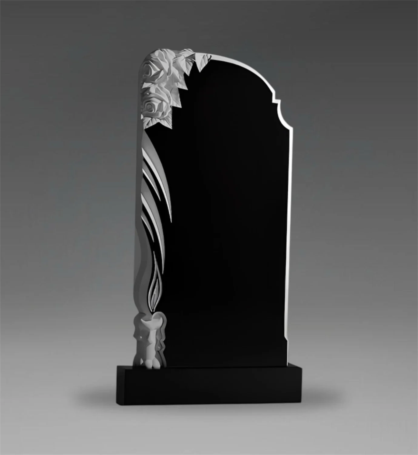 Tablica nagrobna granitowa z różami i płomieniem świecy A44 zdjęcie 15