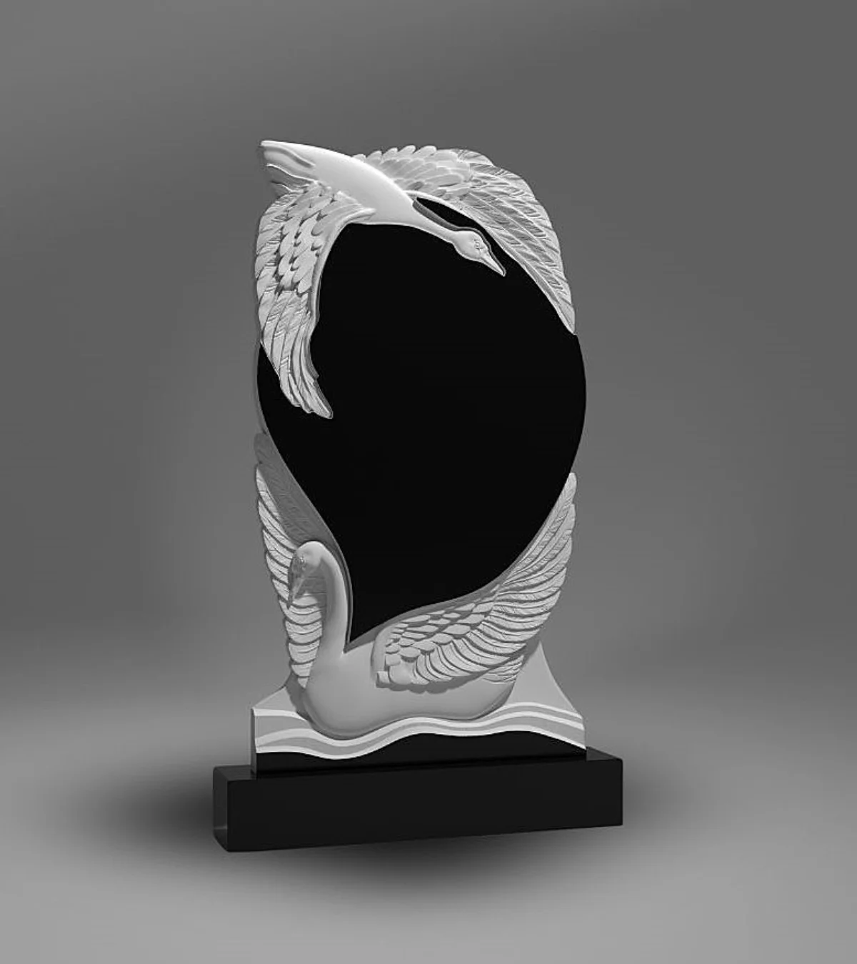 Artystyczna granitowa tablica nagrobkowa z rzeźbą łabędzi A142 zdjęcie 19