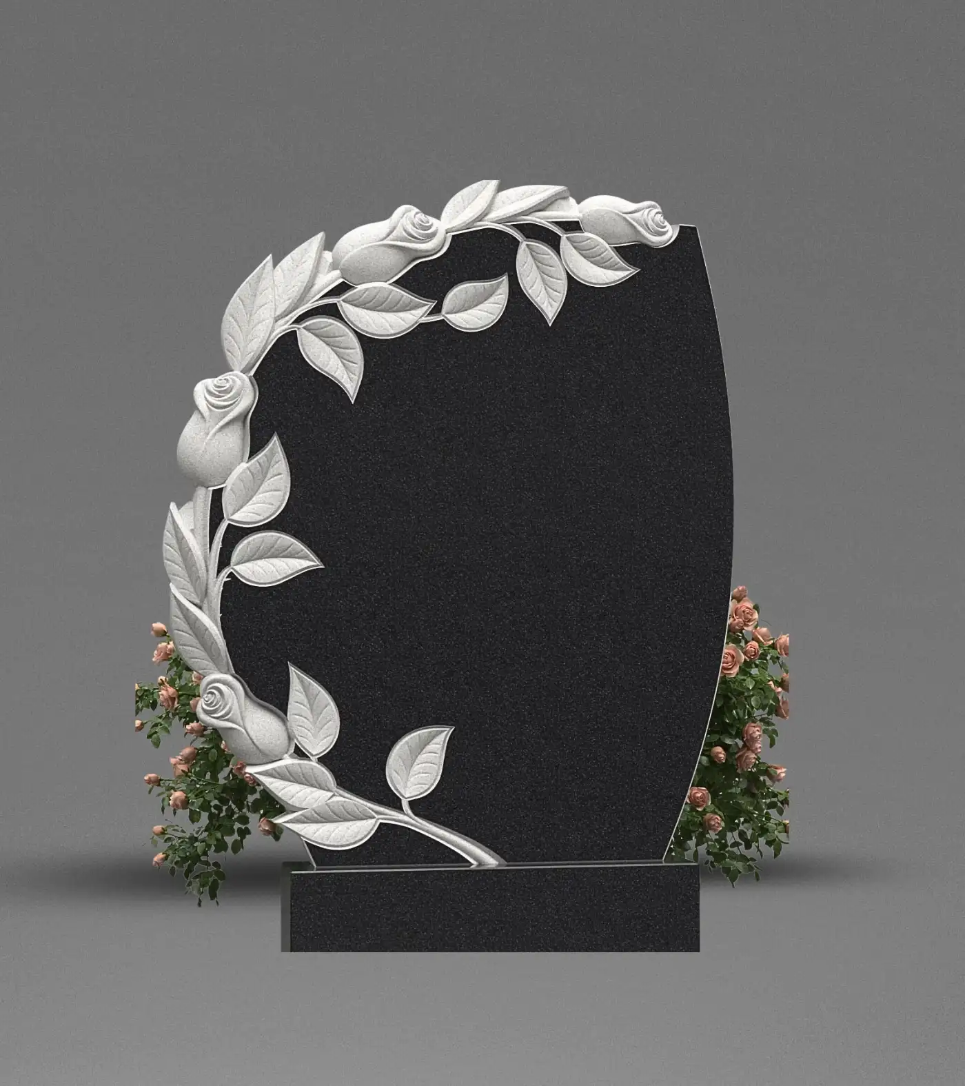 Elegancka granitowa tablica nagrobkowa z rzeźbą róż i liści A154 zdjęcie 15