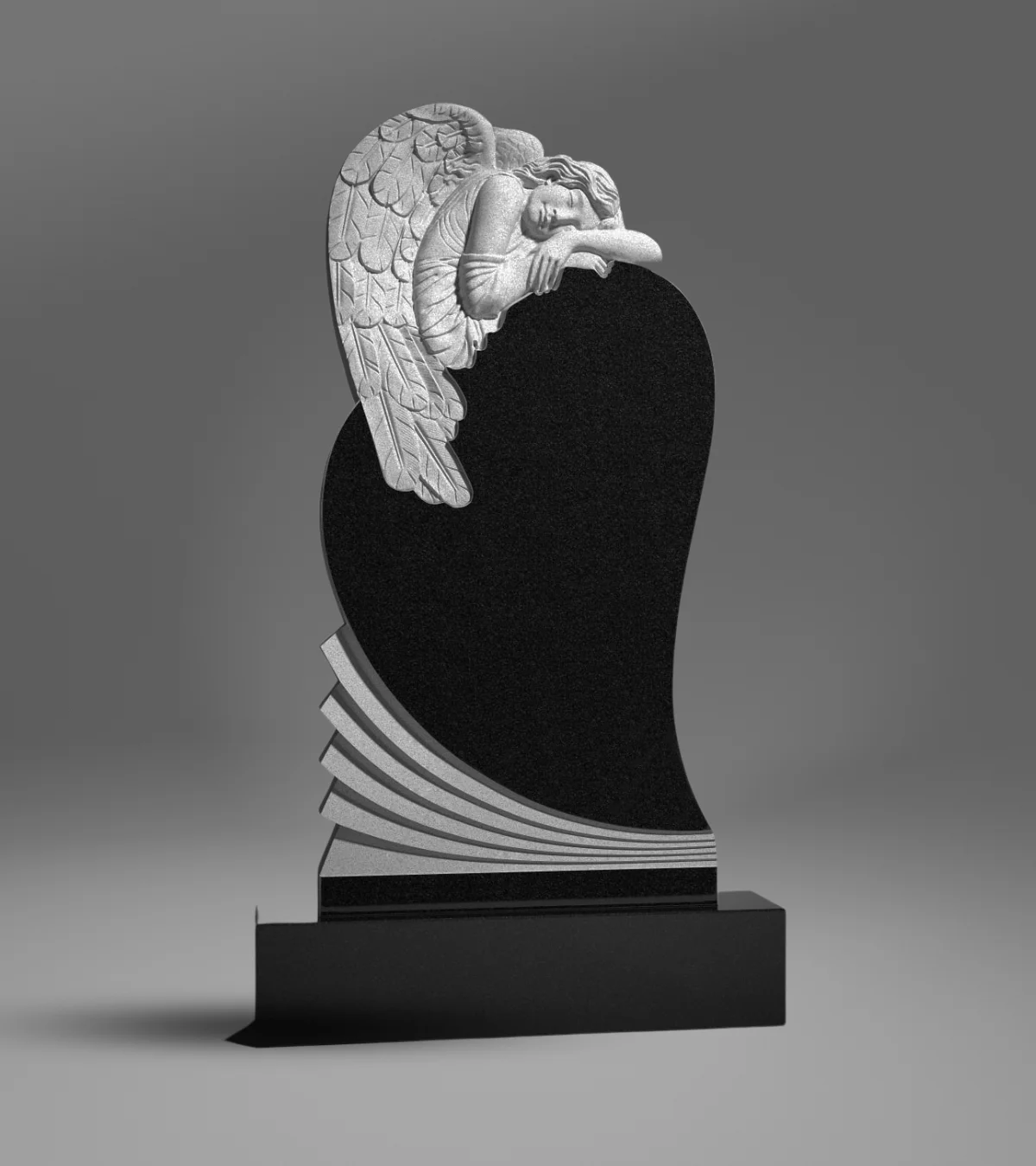 Artystyczna tablica nagrobkowa granitowa w kształcie serca z rzeźbą anioła A143 zdjęcie 19