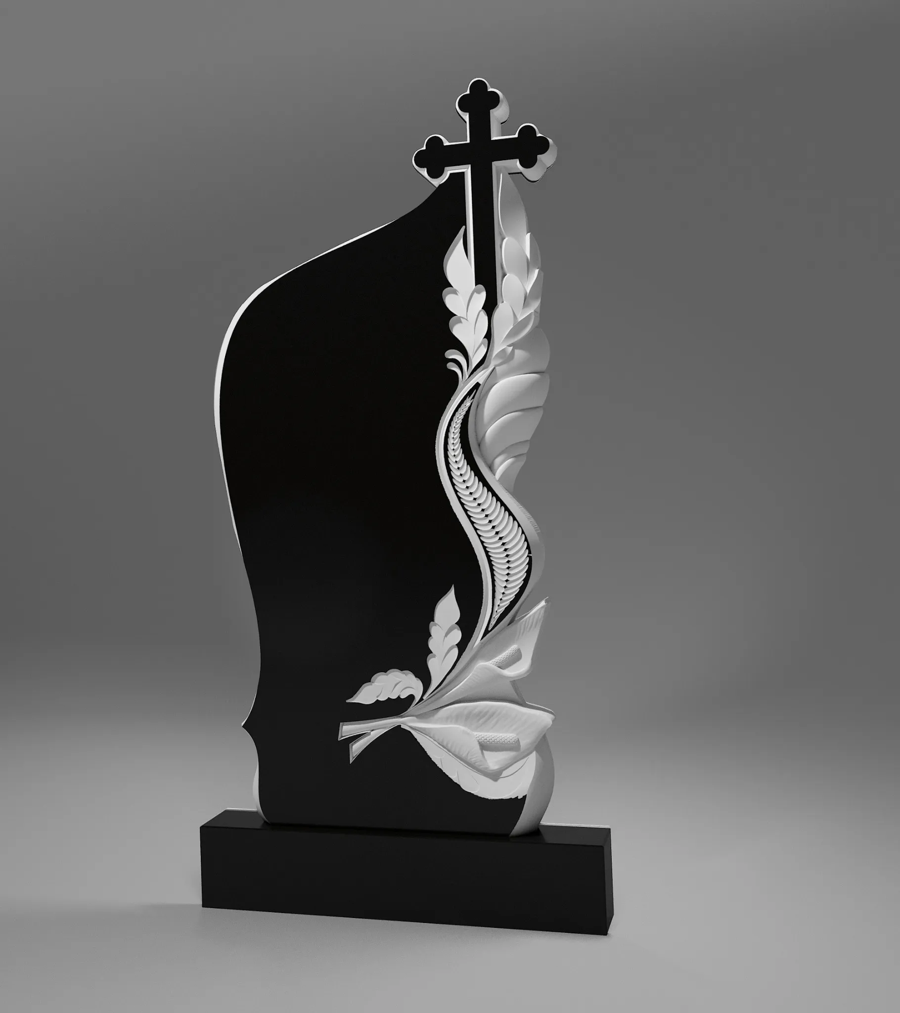 Artystyczna tablica nagrobna granitowa z krzyżem i kłosami A101 zdjęcie 15