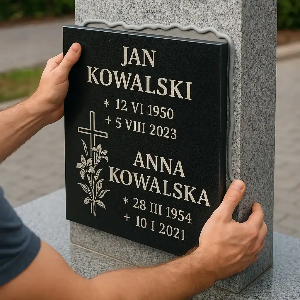 Jak przymocować tabliczkę granitową do pomnika - Ręczne mocowanie granitowej tabliczki