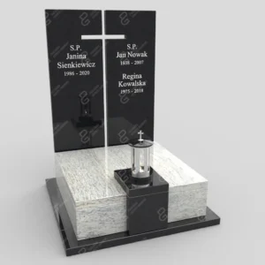 Nagrobki z granitu Ivory Gold w nowoczesnej formie z krzyżem