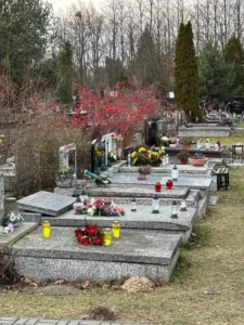 Pomniki z lastryko na cmentarzu