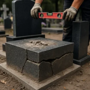 Błędy montażowe nagrobków - nagrobek