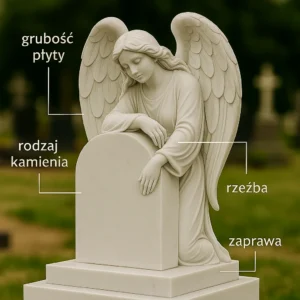 Rodzaj kamienia i rzeźba, сzynniki ceny nagrobka – infografika