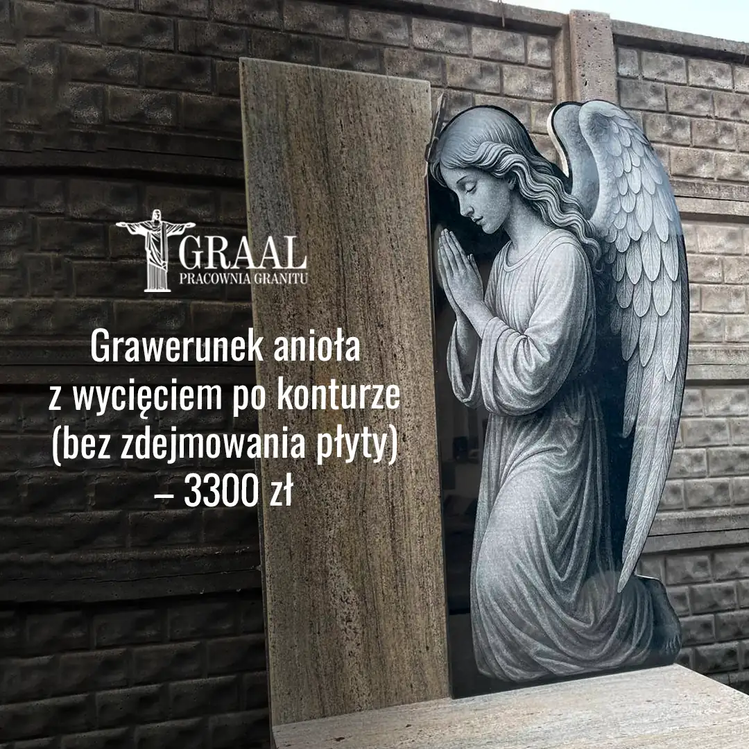 Grawer anioła, portret, litery na nagrobkach
