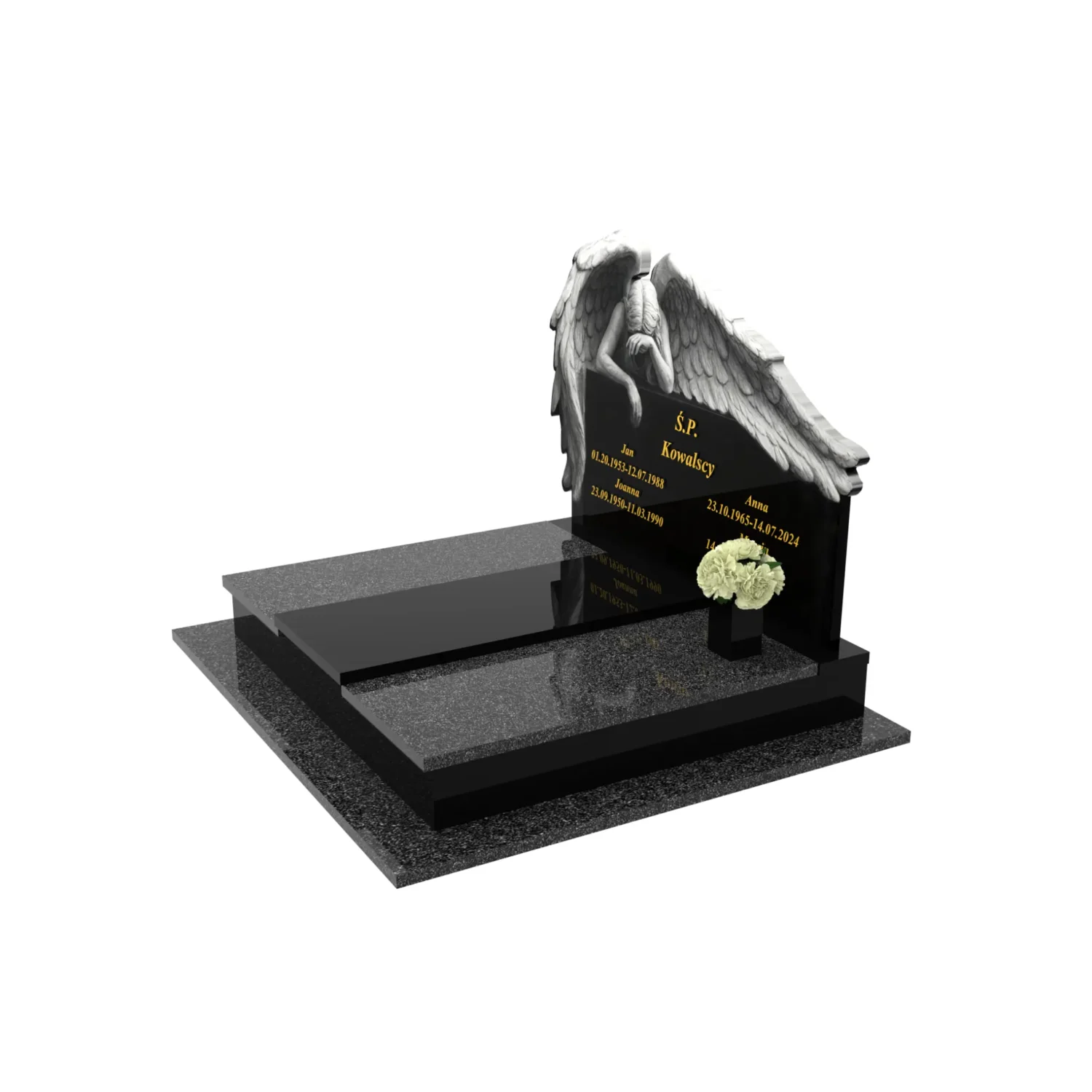 Nagrobek podwójny z grawerem anioła CK 77+360 – photo №2
