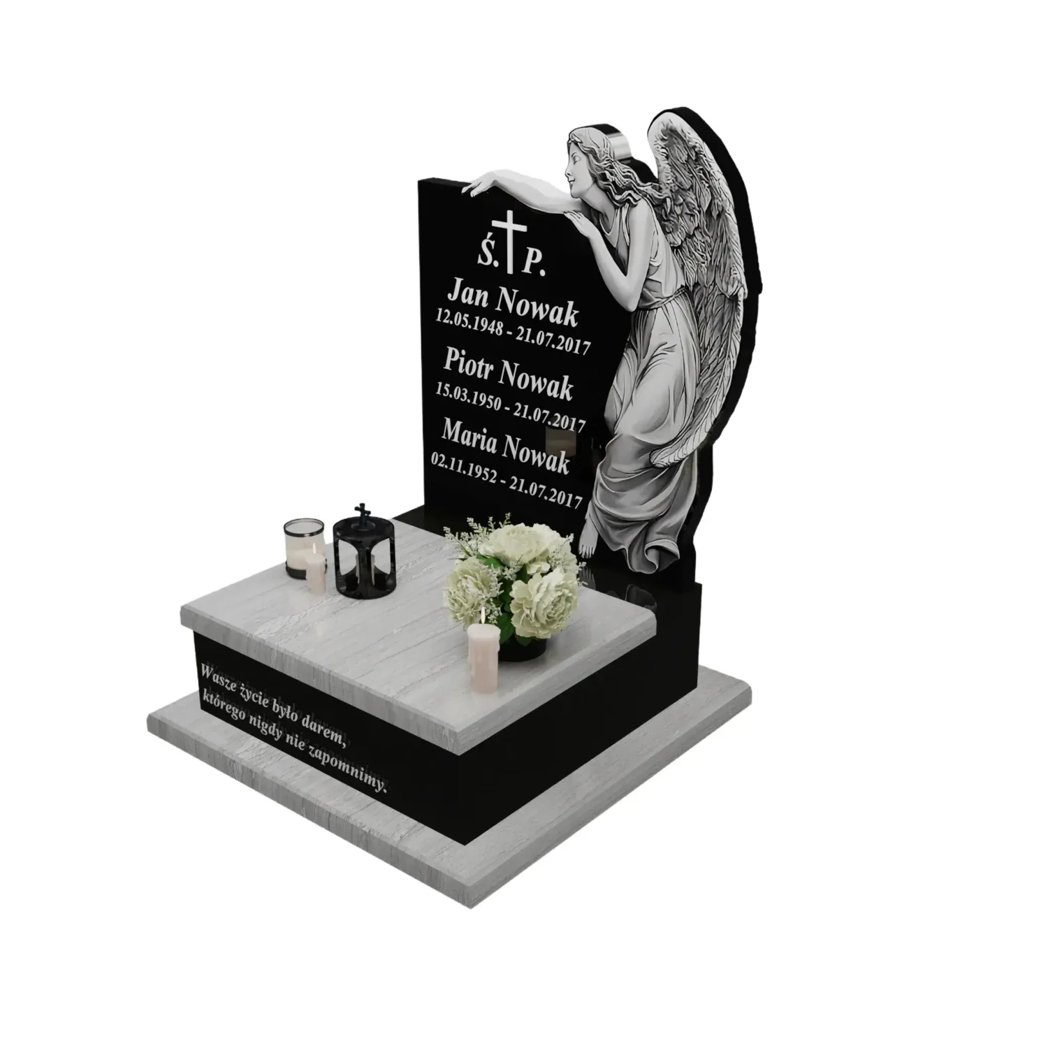 Nagrobek urnowy z grawerem anioła (imitacja rzeźby) U 79+360 – photo №1