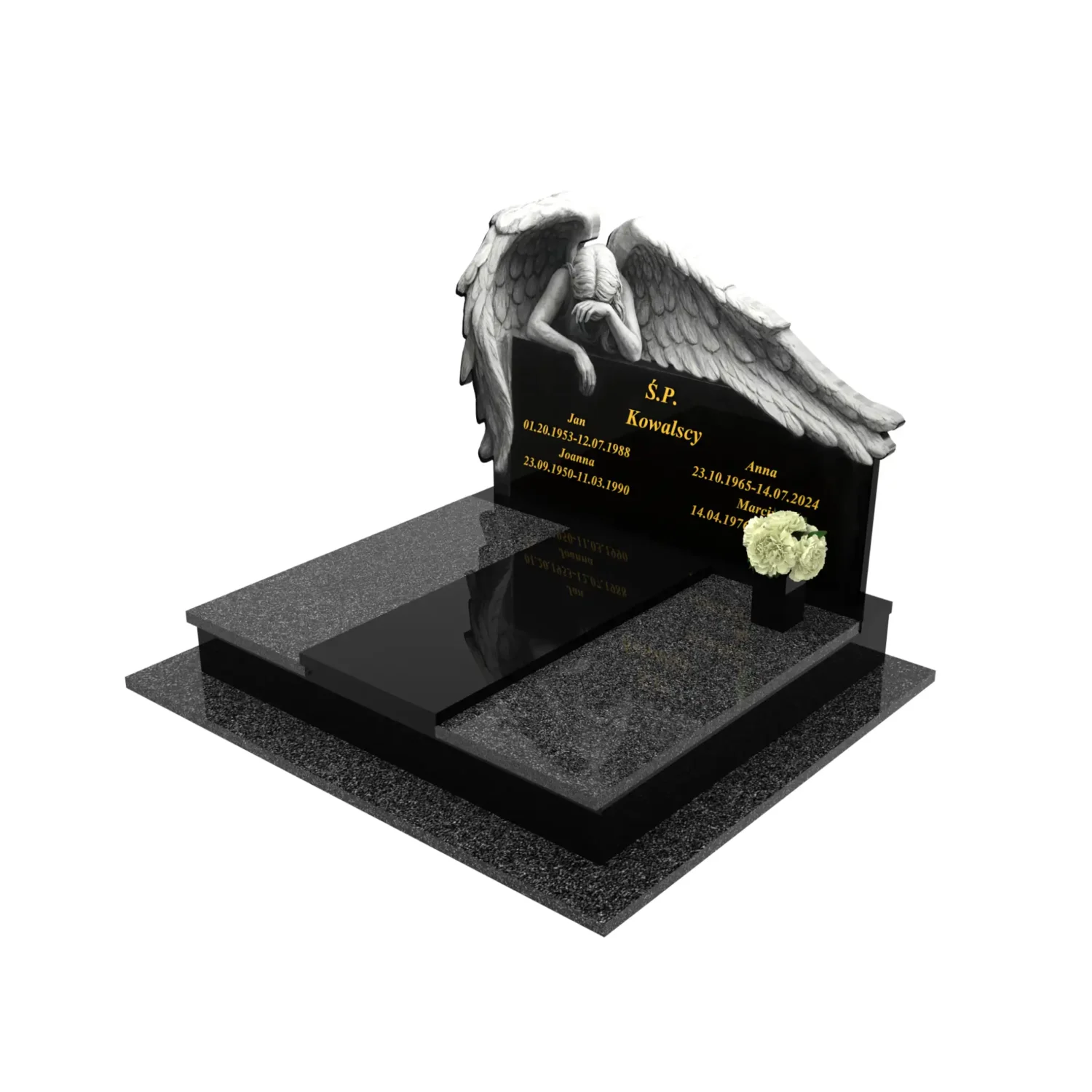 Nagrobek podwójny z grawerem anioła CK 77+360 – photo №1