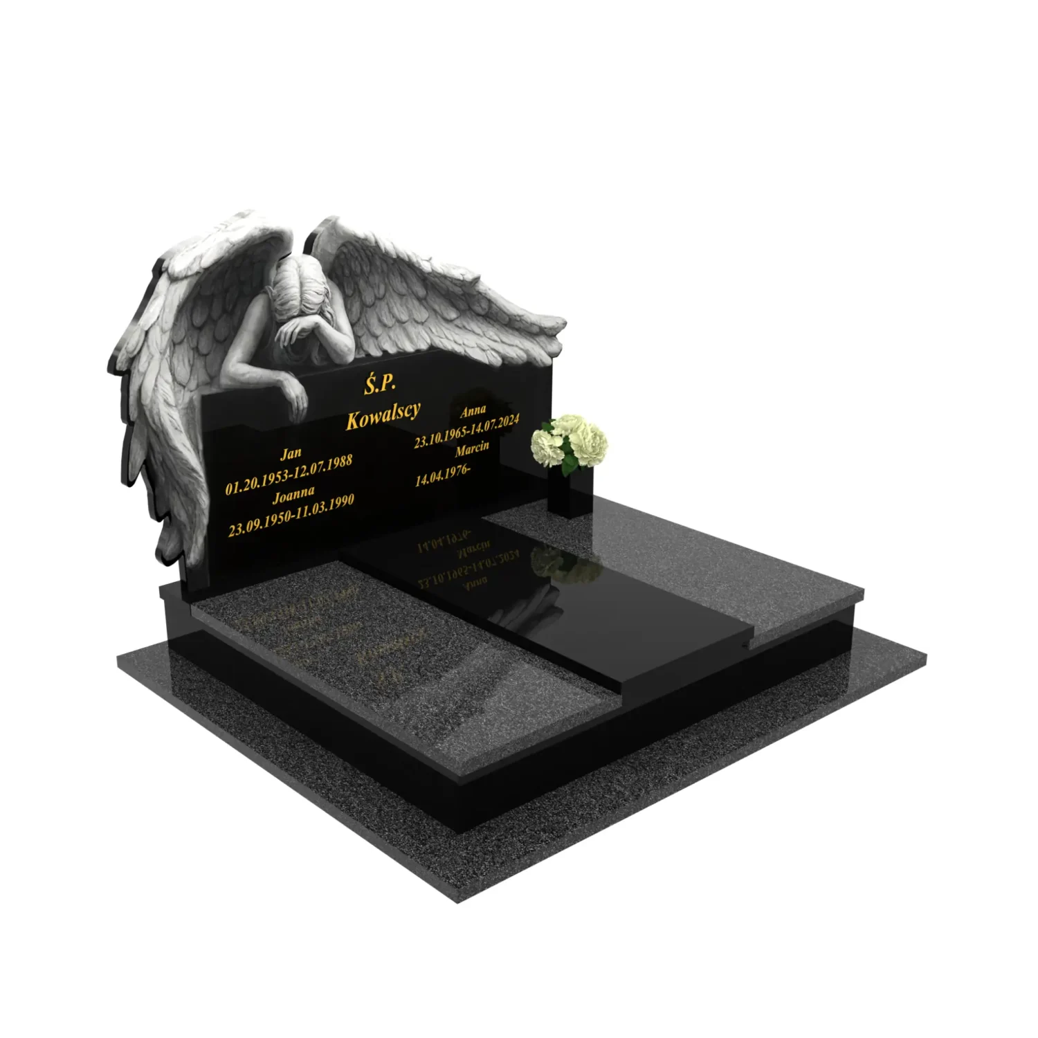 Nagrobek podwójny z grawerem anioła CK 77+360 – photo №11