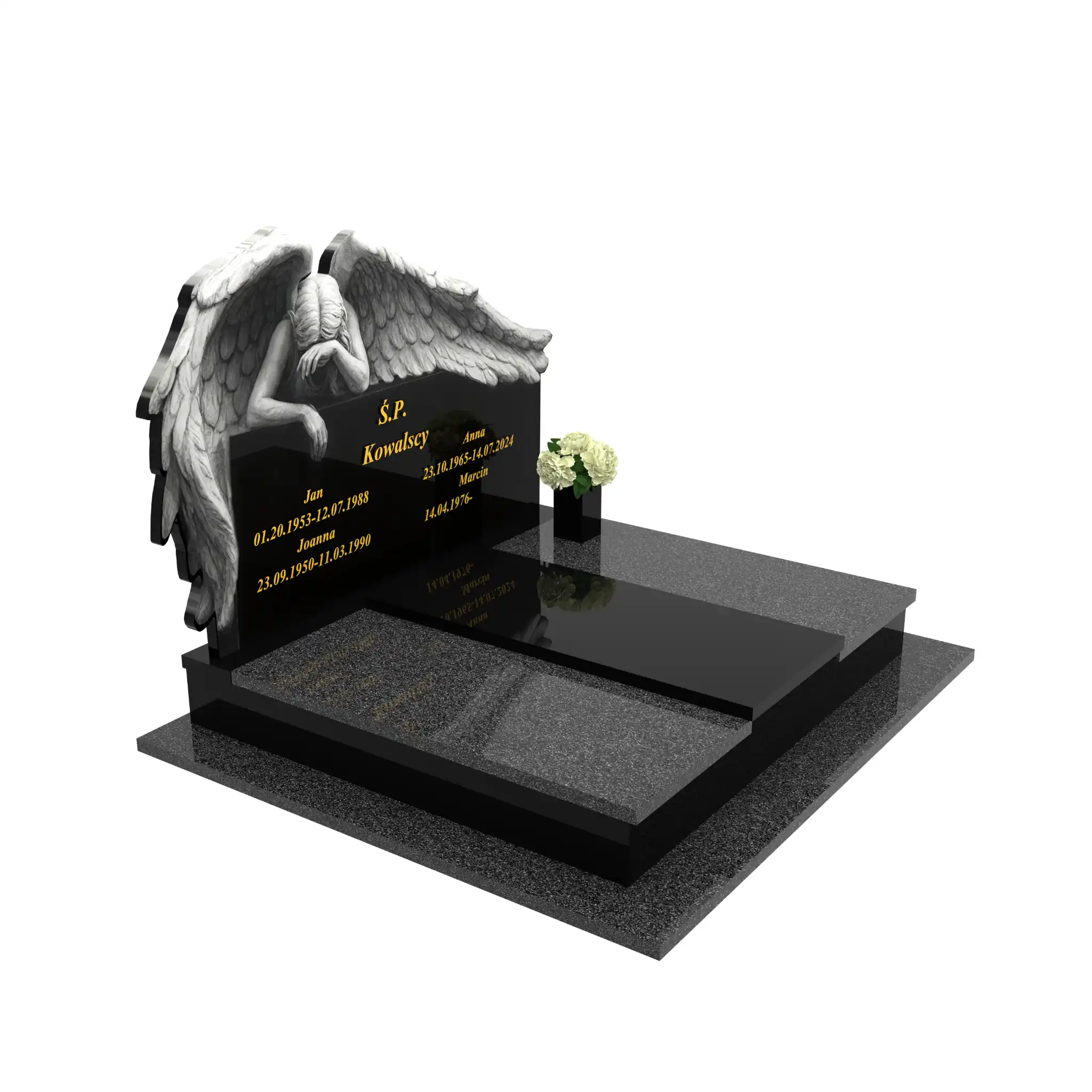 Nagrobek podwójny z grawerem anioła CK 77+360 – photo №10