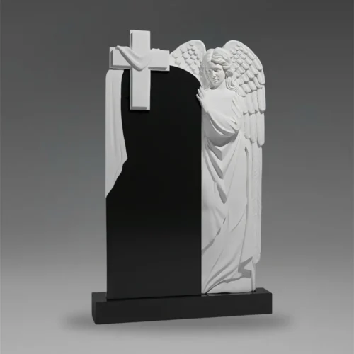 Artystyczna tablica nagrobna granitowa z aniołem A91