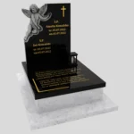 Nagrobek dla dziecka z rzeźbą aniołka oraz epitafium wykonany z granitu D 40 zdjęcie 33