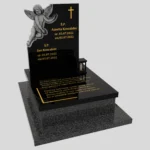 Nagrobek dla dziecka z rzeźbą aniołka oraz epitafium wykonany z granitu D 40 zdjęcie 34