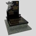 Nagrobek dla dziecka z rzeźbą aniołka oraz epitafium wykonany z granitu D 40 zdjęcie 38