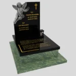 Nagrobek dla dziecka z rzeźbą aniołka oraz epitafium wykonany z granitu D 40 zdjęcie 40