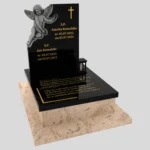 Nagrobek dla dziecka z rzeźbą aniołka oraz epitafium wykonany z granitu D 40 zdjęcie 41