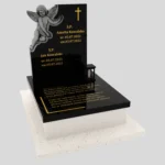 Nagrobek dla dziecka z rzeźbą aniołka oraz epitafium wykonany z granitu D 40 zdjęcie 43