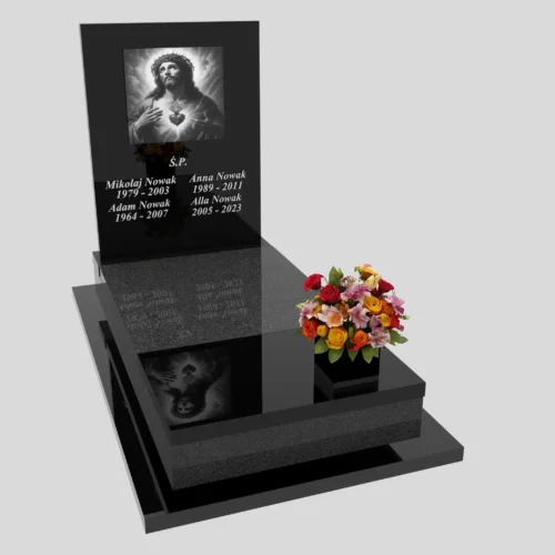 Nagrobek pojedyncze z rzeźbą jezusa z granitu CK 99