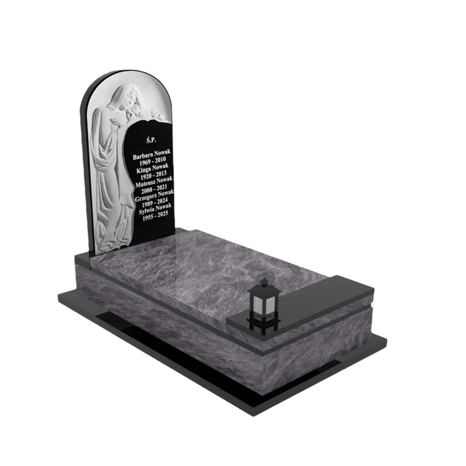 Nagrobek pojedynczy z grawerem Matki Boskiej z granitu CK 105+360 – photo №11