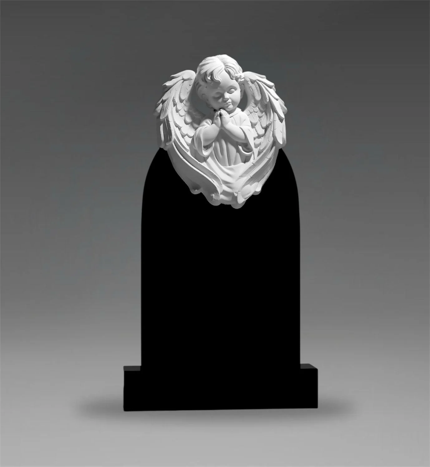 Tablica nagrobna z małym aniołkiem z czarnego granitu A191 zdjęcie 19