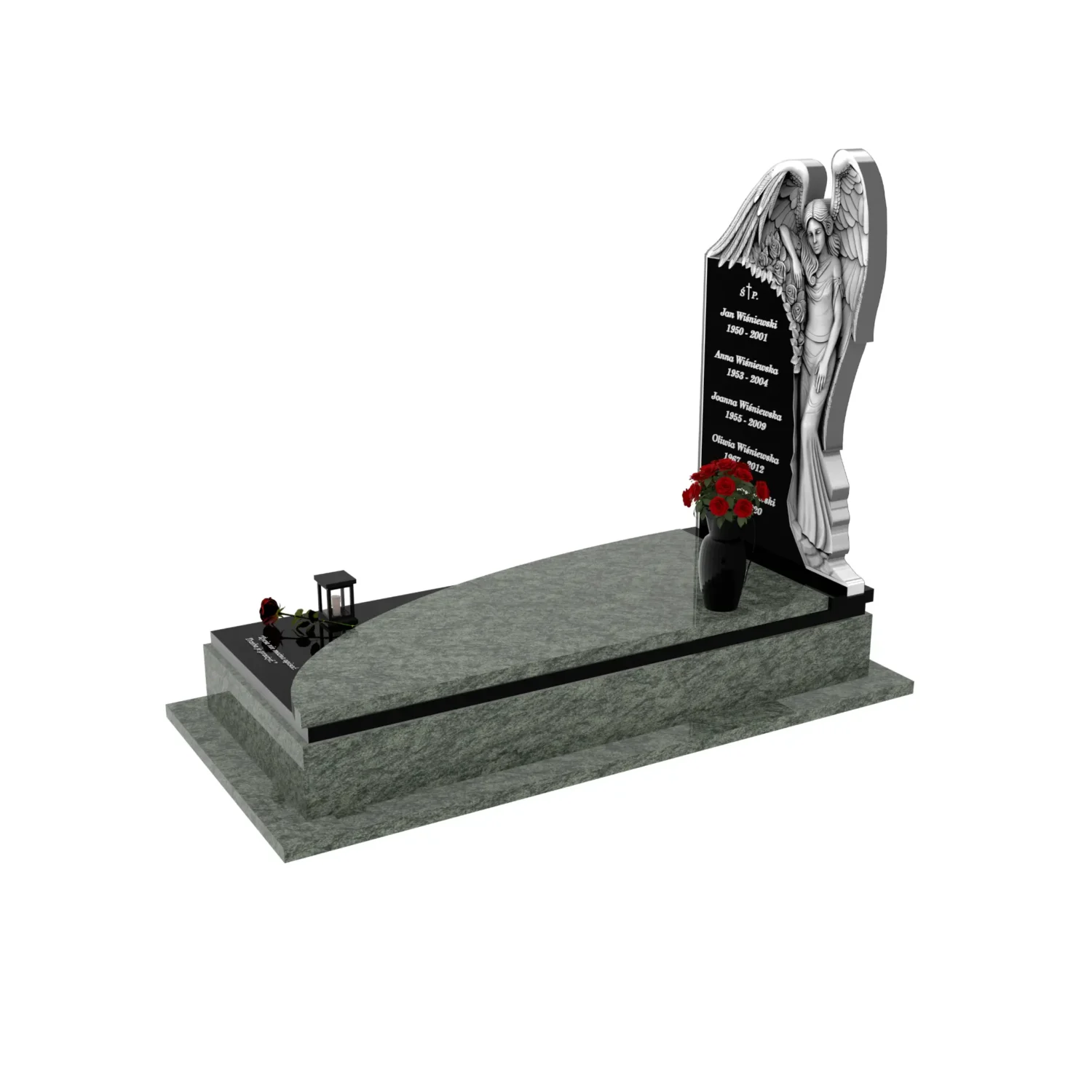 Nagrobek pojedynczy z rzeźbą anioła, idealny dla osób ceniących klasyczne i dostojne formy z granitu CK 150+360 – photo №2