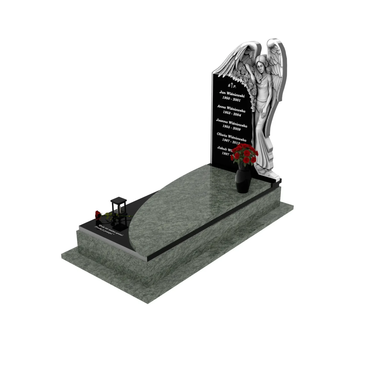 Nagrobek pojedynczy z rzeźbą anioła, idealny dla osób ceniących klasyczne i dostojne formy z granitu CK 150+360 – photo №1