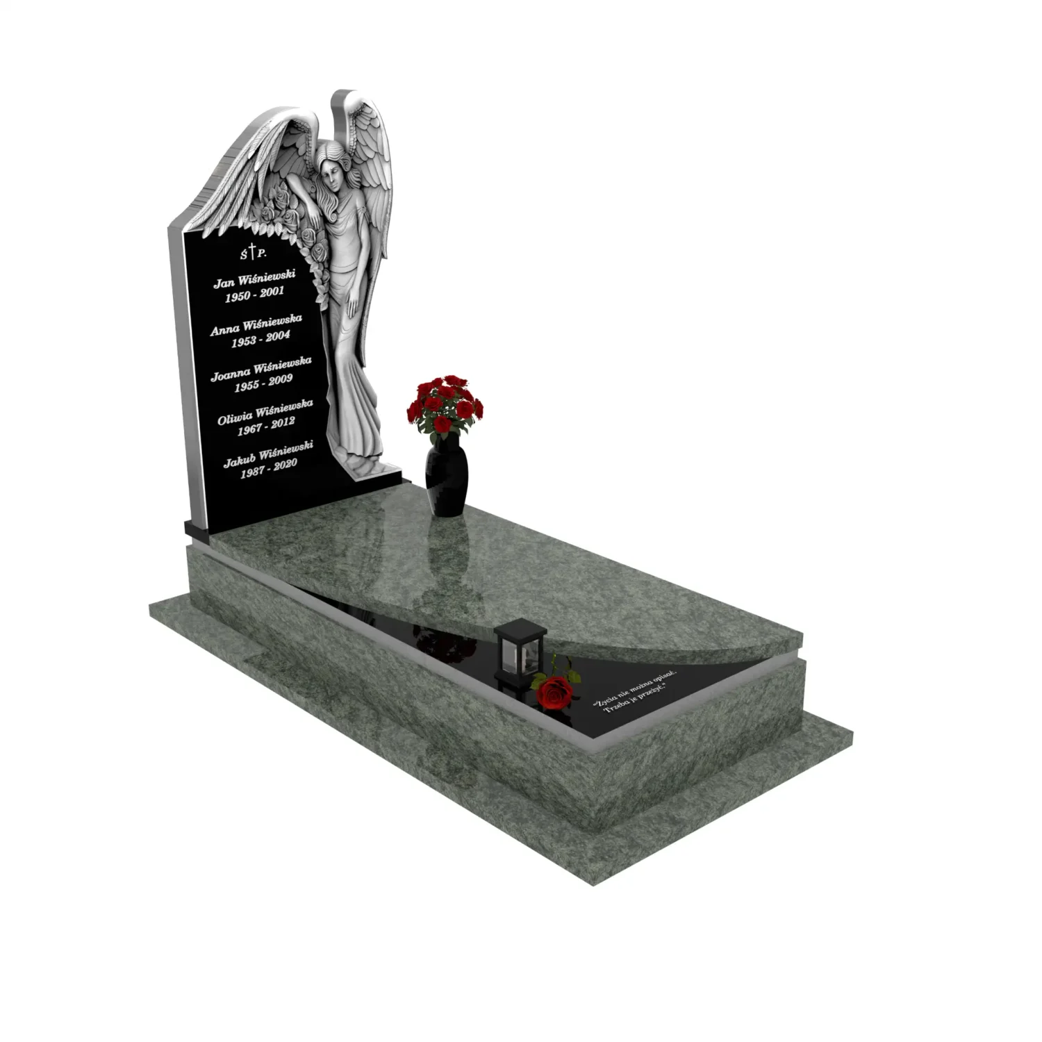 Nagrobek pojedynczy z rzeźbą anioła, idealny dla osób ceniących klasyczne i dostojne formy z granitu CK 150+360 – photo №11
