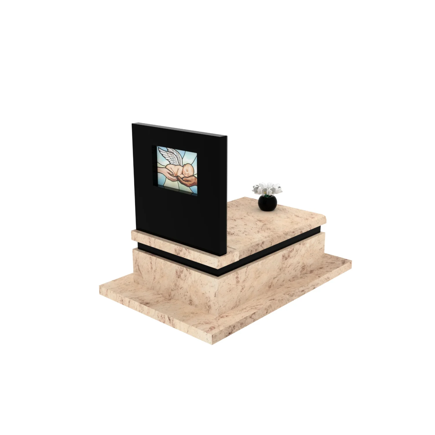 Nagrobek dla dziecka z witrażem z granitu D 53+360 – photo №7