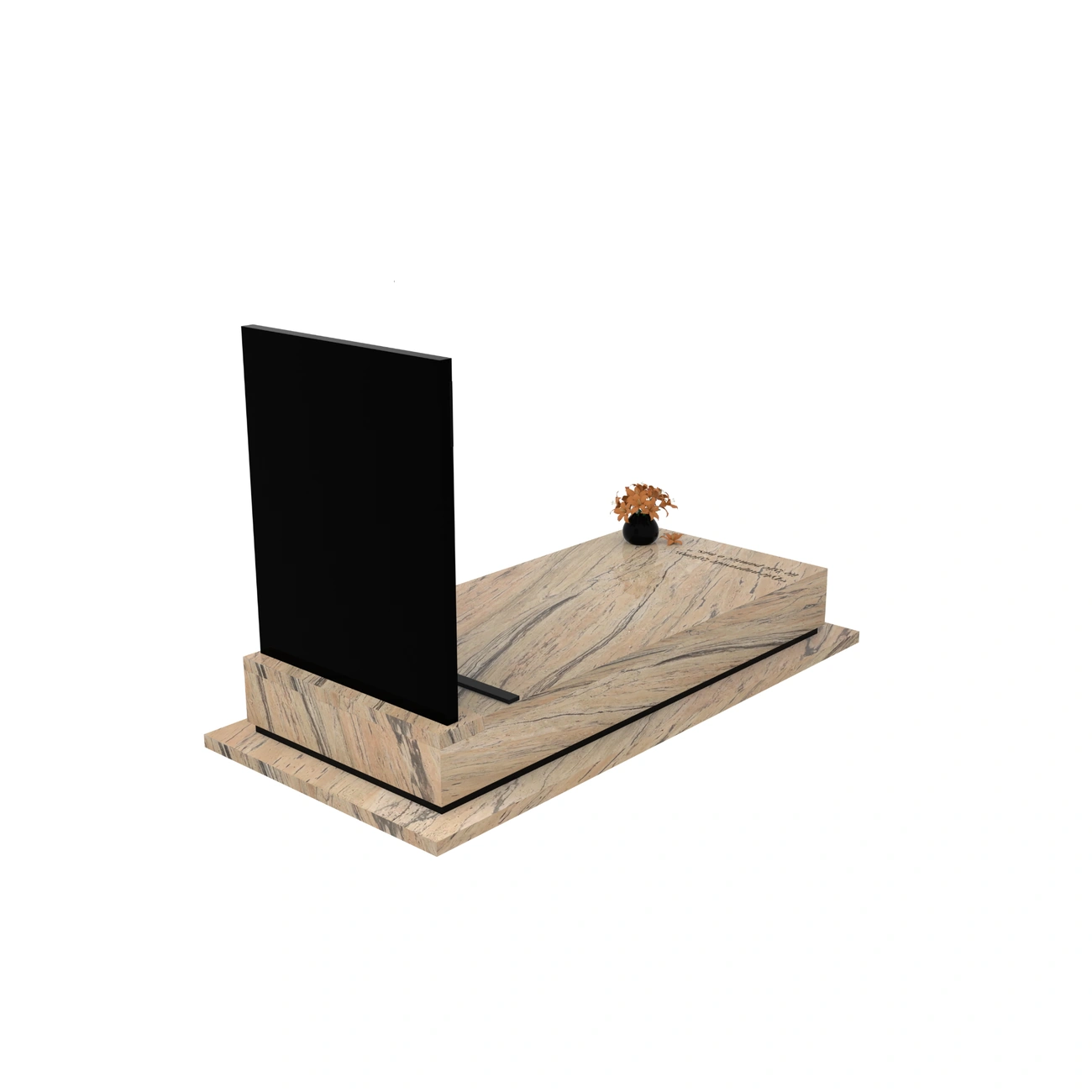 Nagrobek pojedynczy z grawerem symbolicznych dłoni, wykonany z granitu CK 151+360 – photo №7