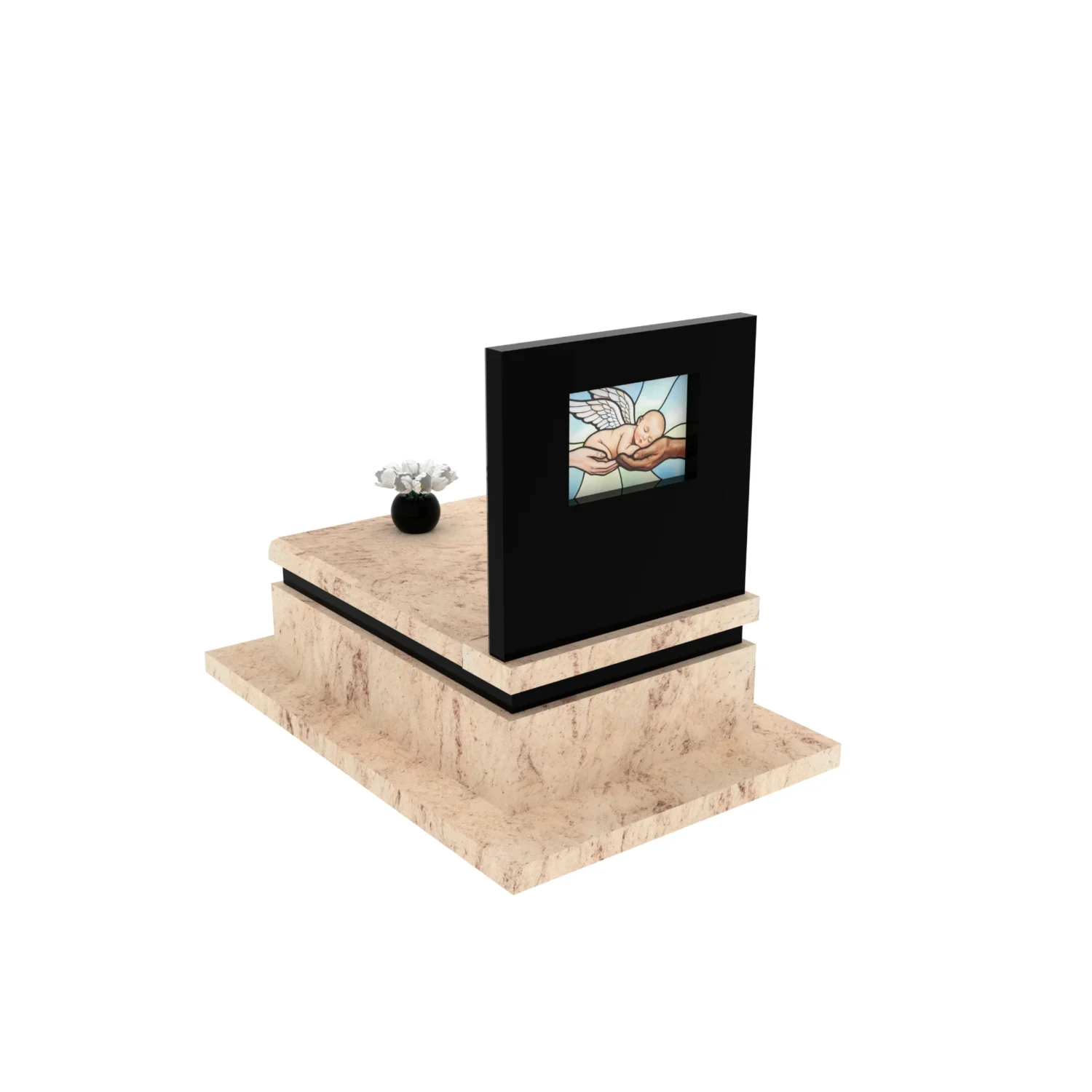 Nagrobek dla dziecka z witrażem z granitu D 53+360 – photo №5