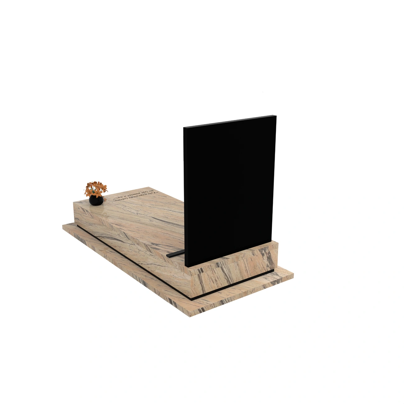 Nagrobek pojedynczy z grawerem symbolicznych dłoni, wykonany z granitu CK 151+360 – photo №5