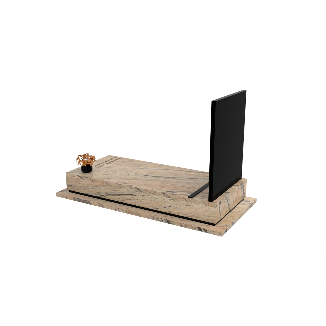 Nagrobek pojedynczy z grawerem symbolicznych dłoni, wykonany z granitu CK 151+360 – photo №4