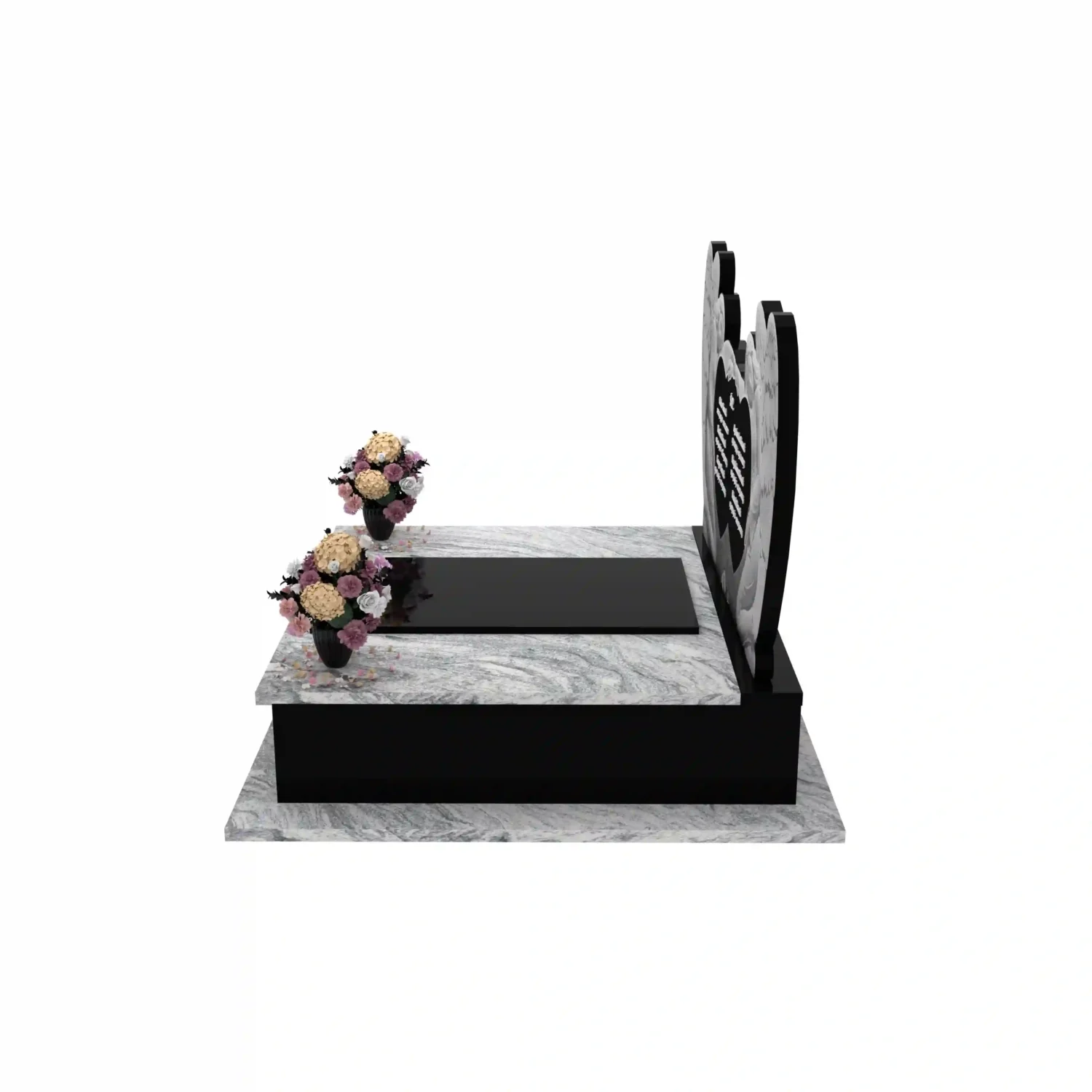 Nagrobek podwójny z rzeźbą dwóch aniołów, wykonany z granitu CK 101+360 – photo №3