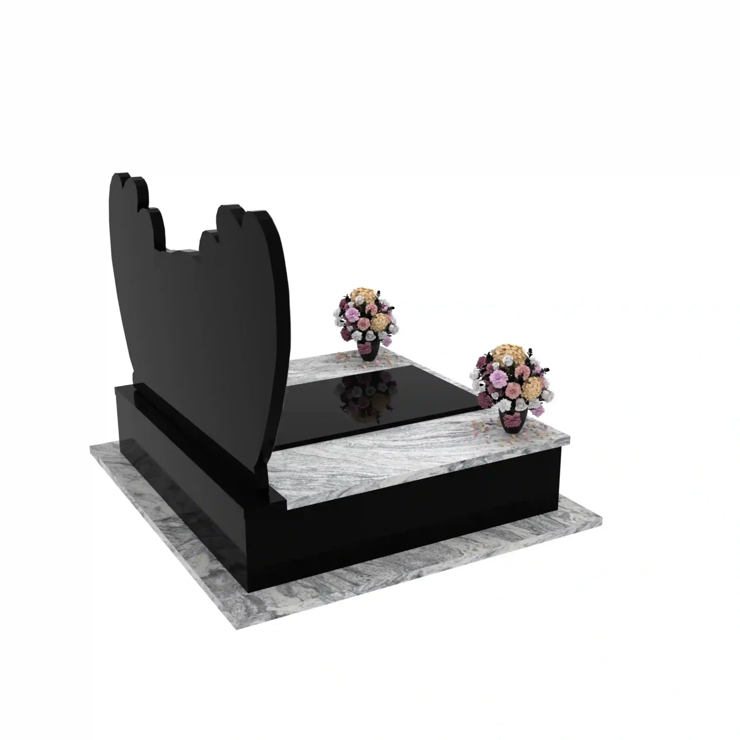 Nagrobek podwójny z rzeźbą dwóch aniołów, wykonany z granitu CK 101+360 – photo №8