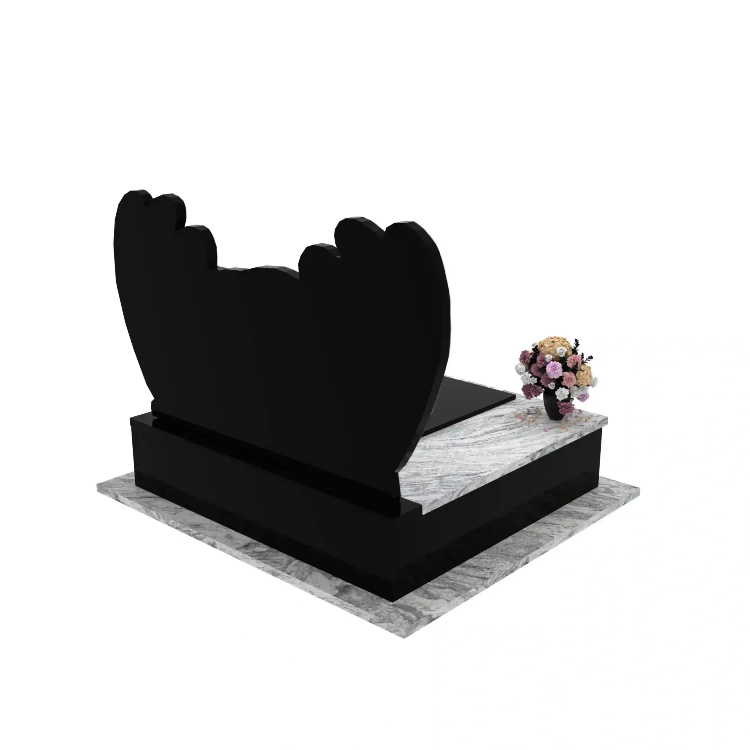 Nagrobek podwójny z rzeźbą dwóch aniołów, wykonany z granitu CK 101+360 – photo №7