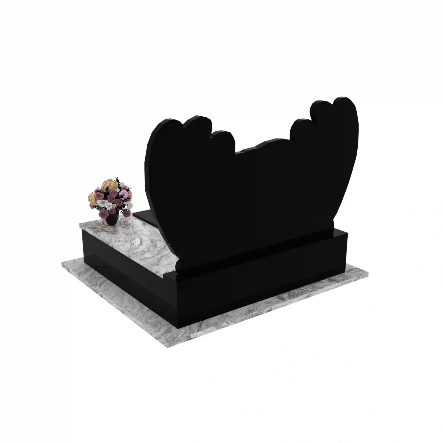 Nagrobek podwójny z rzeźbą dwóch aniołów, wykonany z granitu CK 101+360 – photo №5