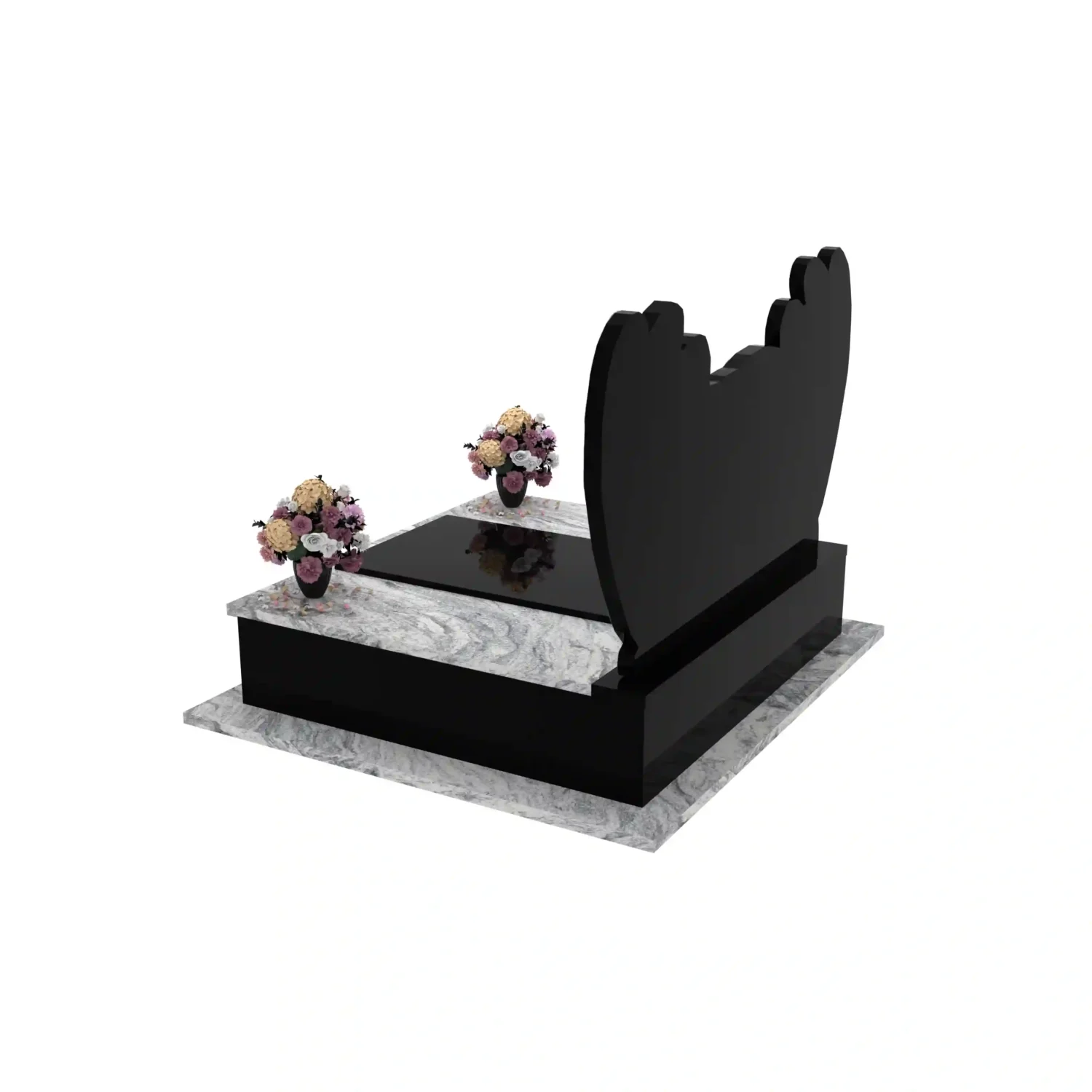 Nagrobek podwójny z rzeźbą dwóch aniołów, wykonany z granitu CK 101+360 – photo №4