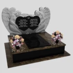 Nagrobek podwójny z rzeźbą dwóch aniołów, wykonany z granitu CK 101 zdjęcie 30