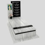 Nagrobek pojedynczy z witrażem anioła z granitu CK 146 zdjęcie 33