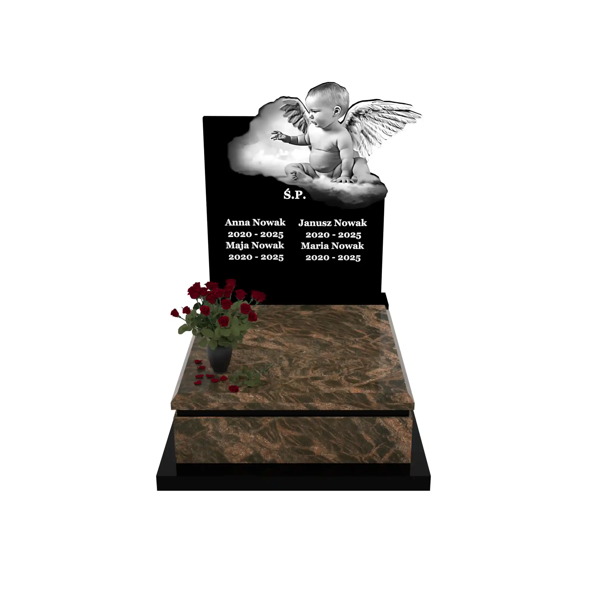 Nagrobek dla dziecka z grawerem alioła z granitu D 64+360 – photo №12