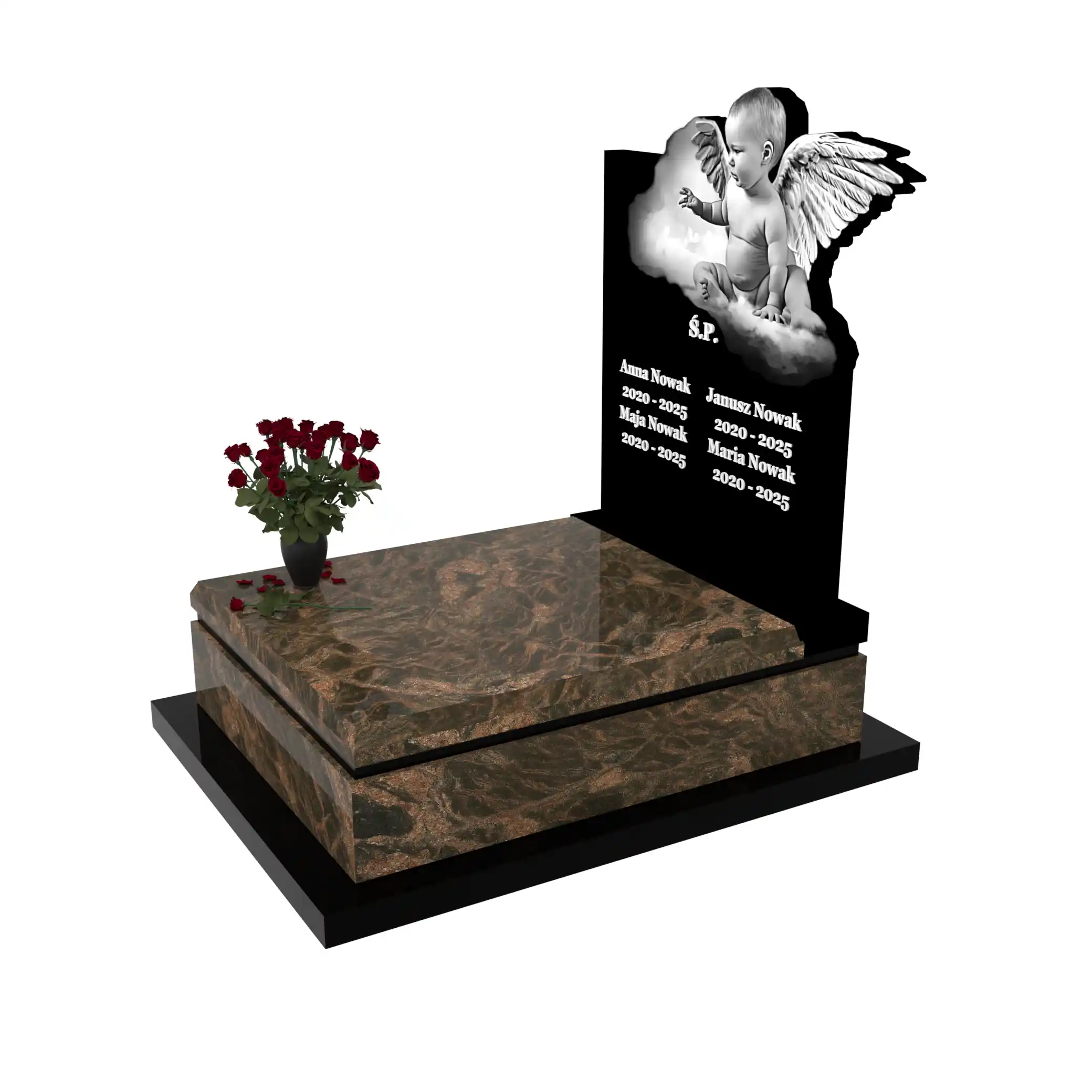 Nagrobek dla dziecka z grawerem alioła z granitu D 64+360 – photo №2