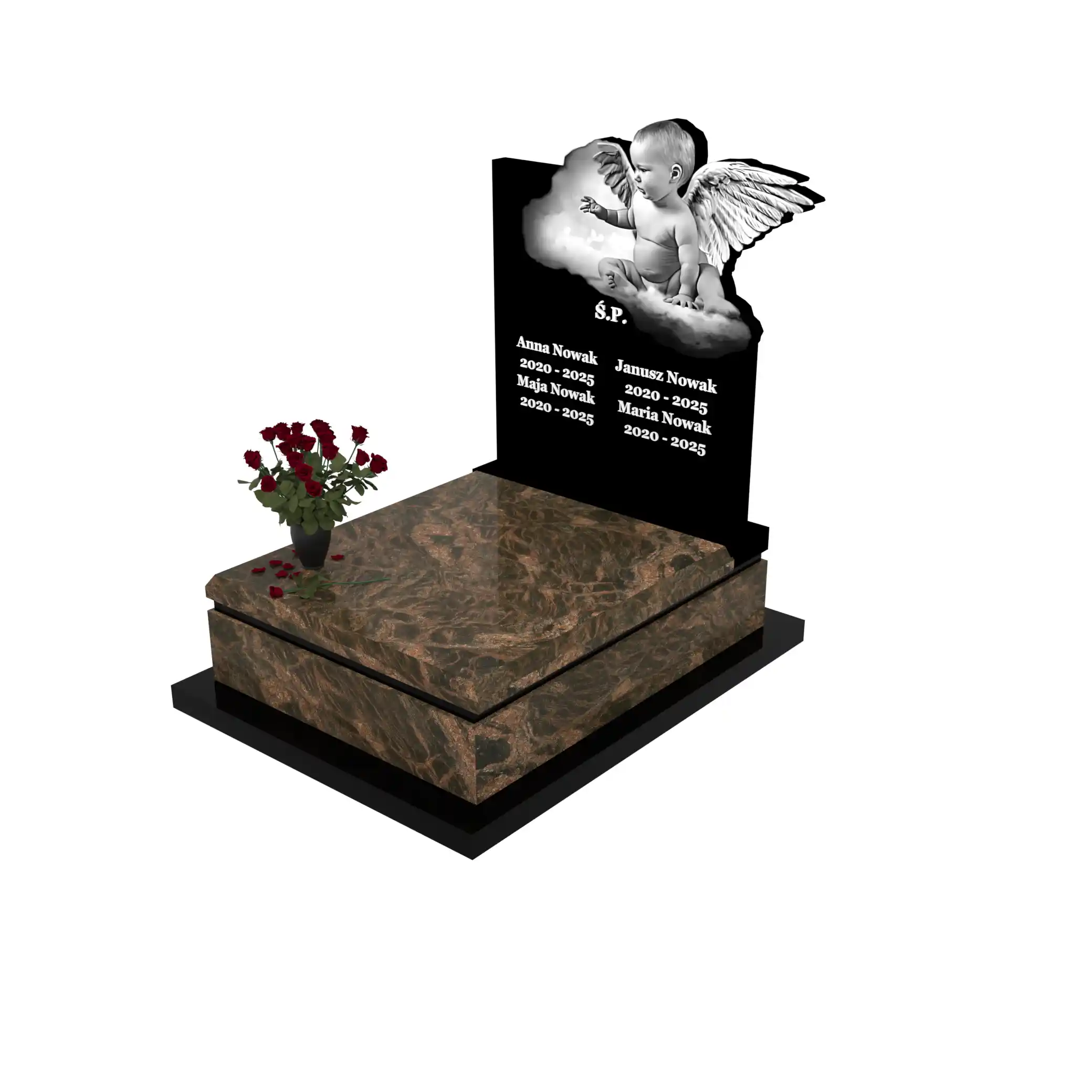 Nagrobek dla dziecka z grawerem alioła z granitu D 64+360 – photo №1