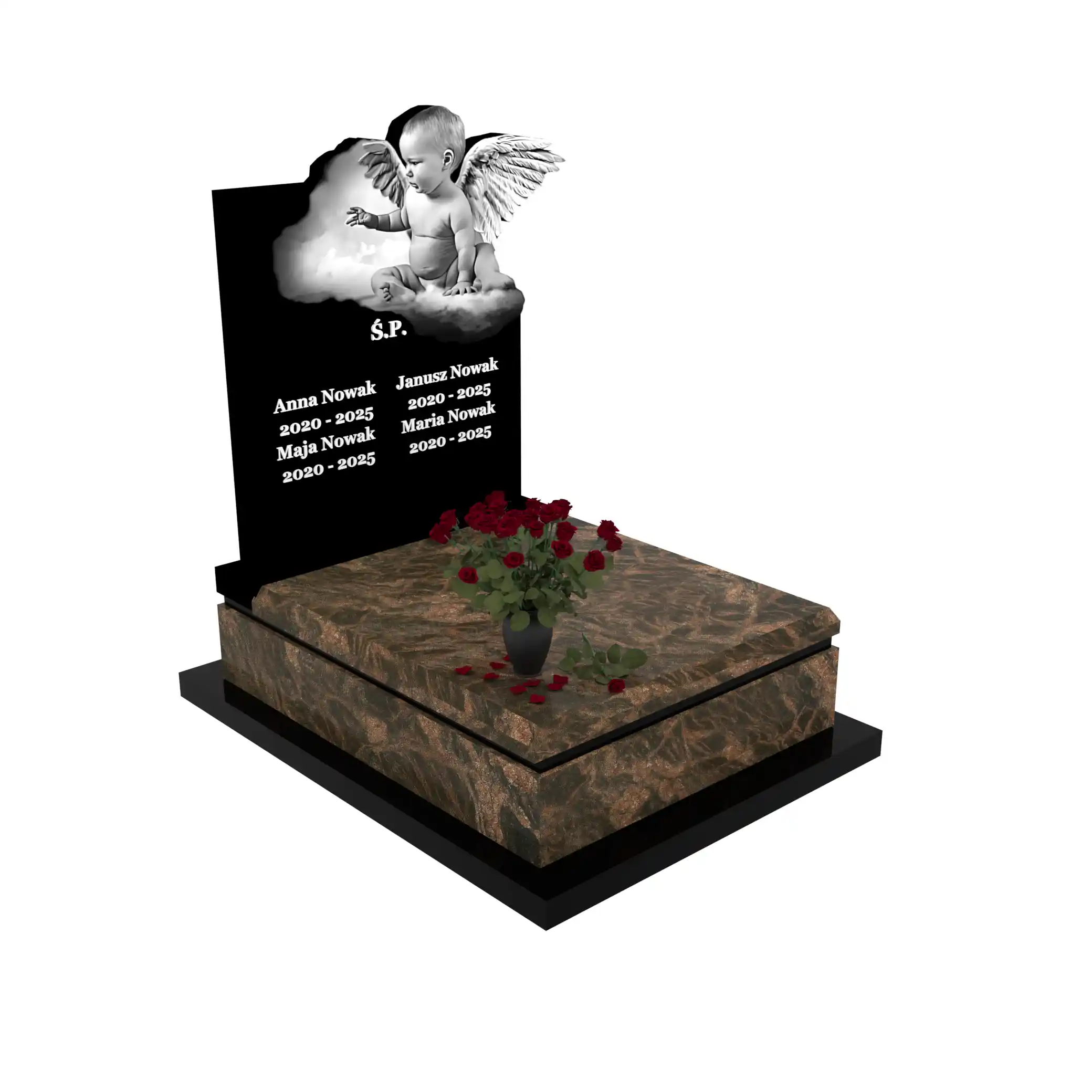 Nagrobek dla dziecka z grawerem alioła z granitu D 64+360 – photo №11