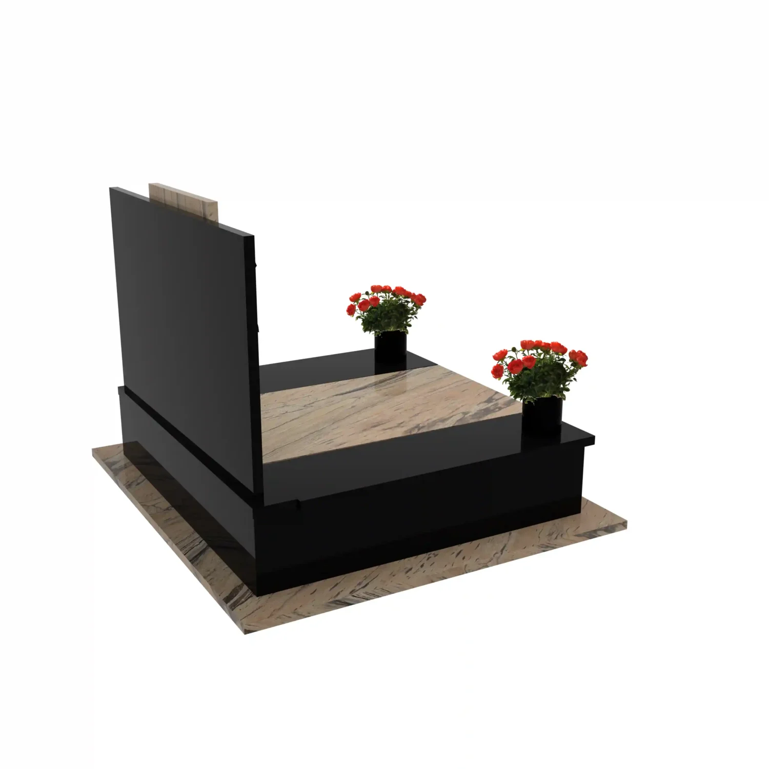 Nagrobek podwójny z grawerem anioła i kwiatami z granitu CK 102+360 – photo №8